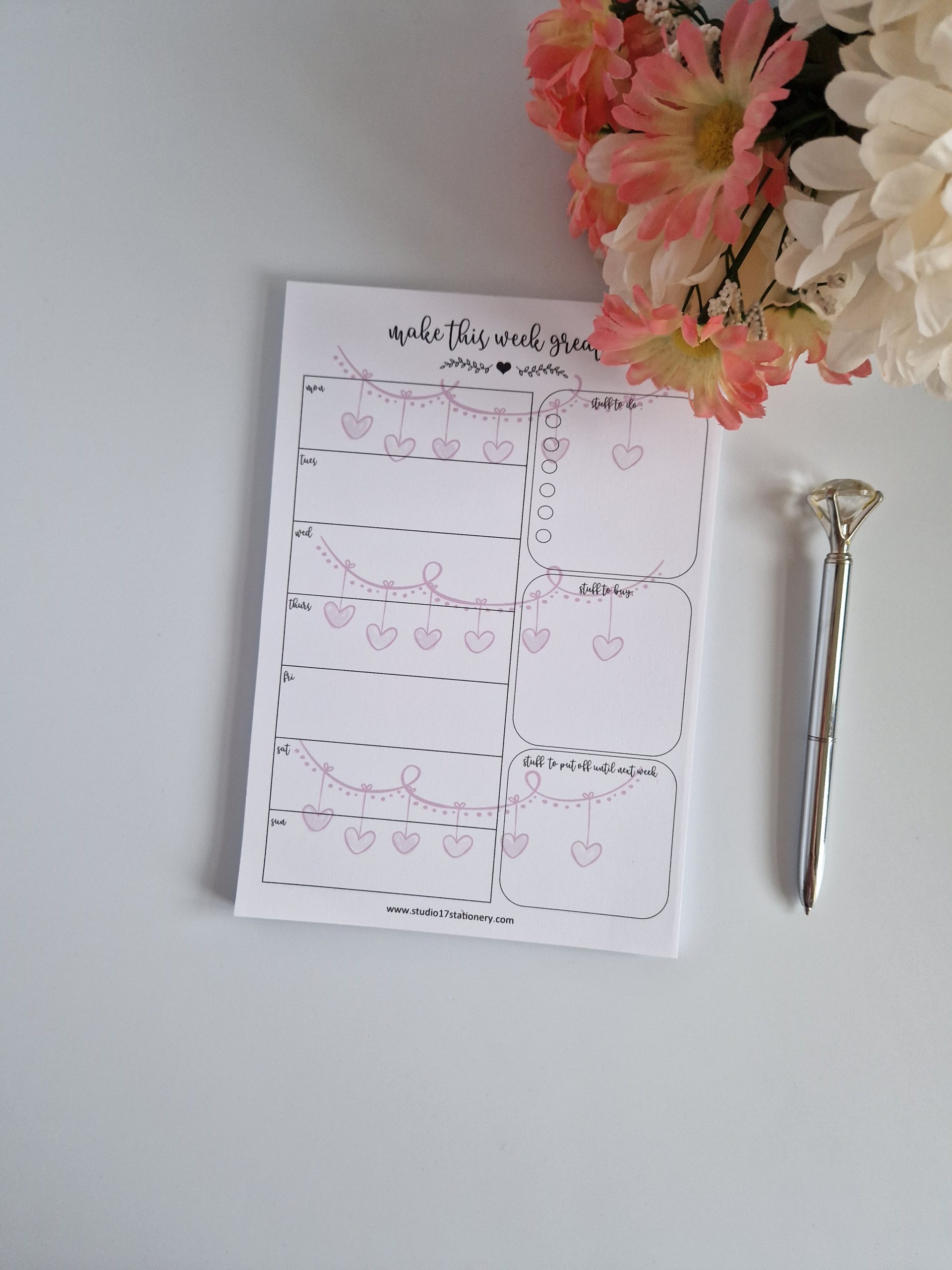 A5 Hearts Weekly Planner